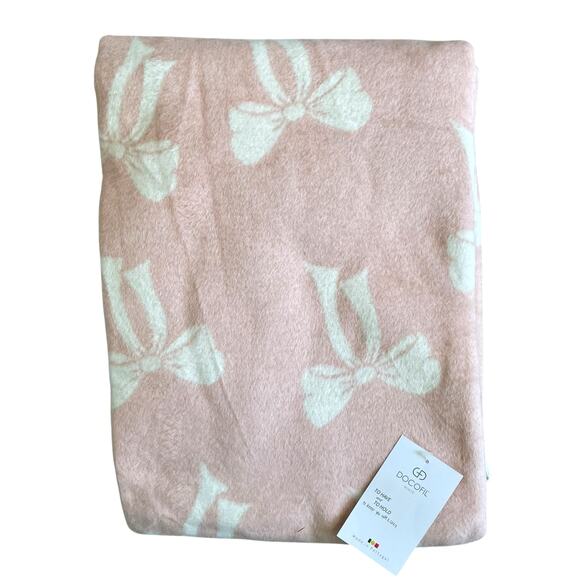 Docofil Pink & White Bow Reversible Throw Blanket Made in Portugal 51" x67' NEW - Picture 6 of 10